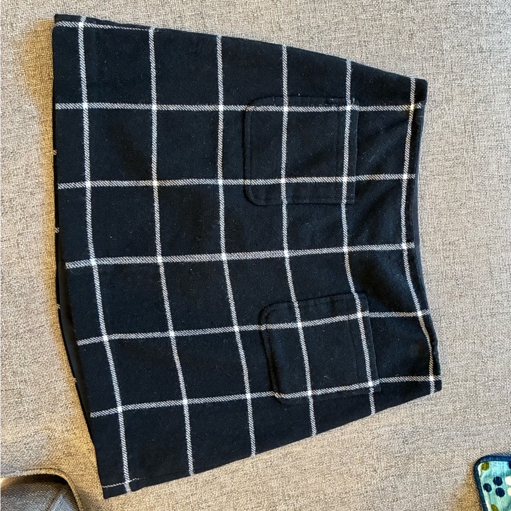 Madewell Black and White Plaid Mini Skirt